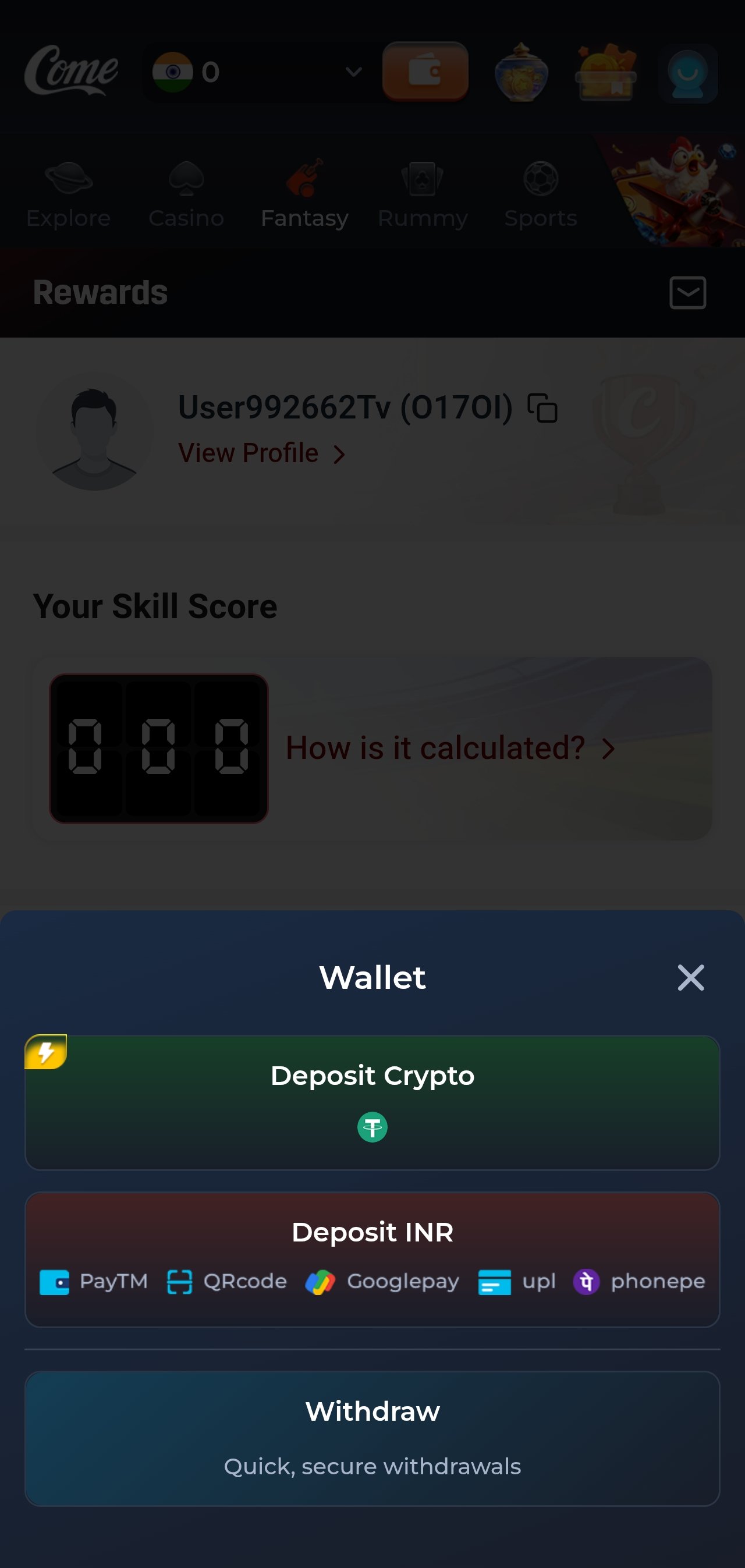 comegame app card games screenshot